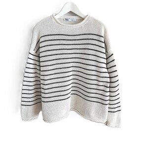 Zara white striped sweater